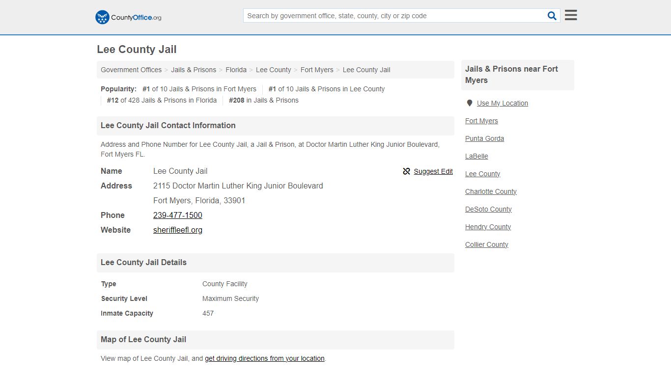 Lee County Jail - Fort Myers, FL (Address and Phone)